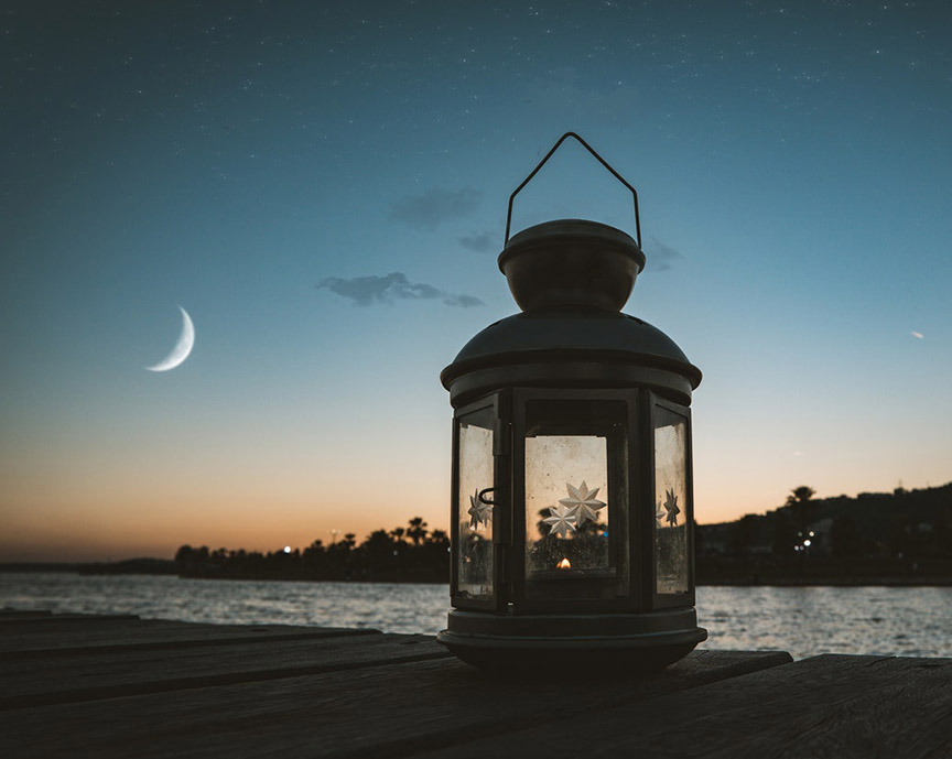 Moon photo at sunset