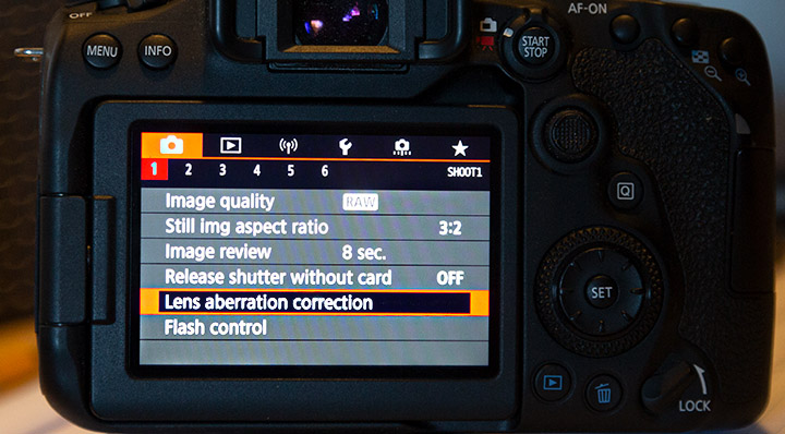 90D fix chromatic aberration menu