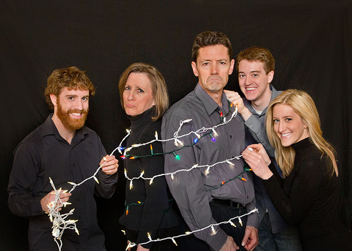 Christmas lights family portrait