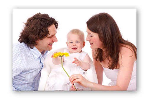 Creative family pose with baby