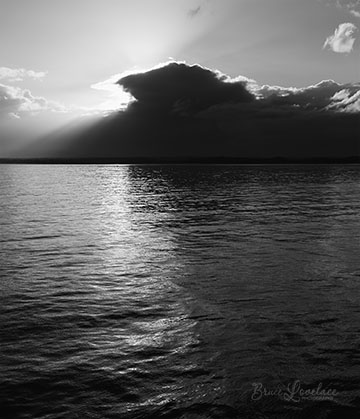 Alaska sky water black and white