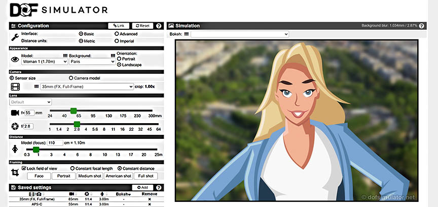 Online Depth of Field Simulator