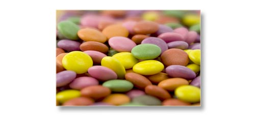 Shallow range of sharpness - "Smarties" Candy