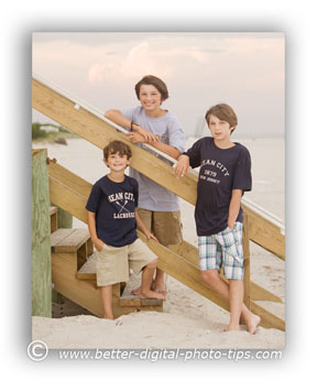 Family Portrait Pose of Three kids on the Beach