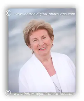 Photo of an elderly woman on the beach