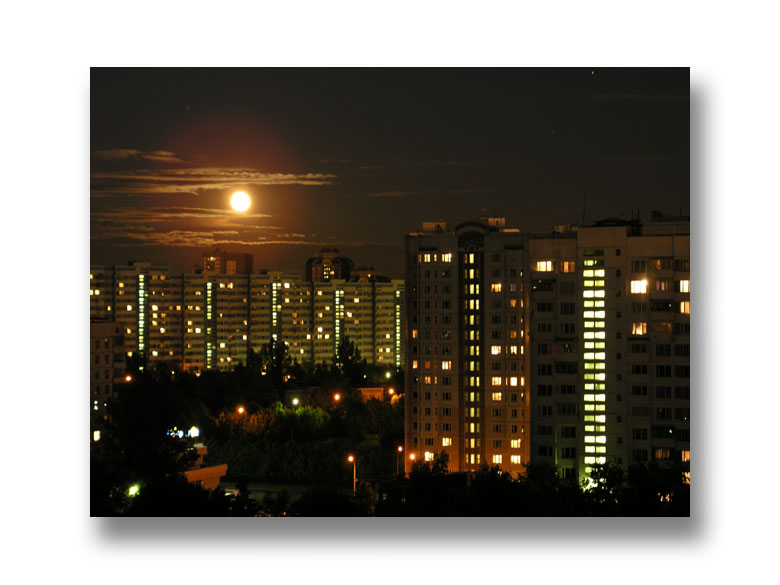 Moon and cityscape