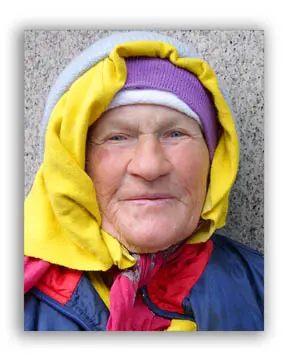 Color photo of an elderly woman