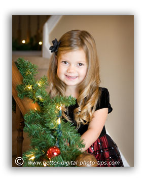 Pose of child with garland background