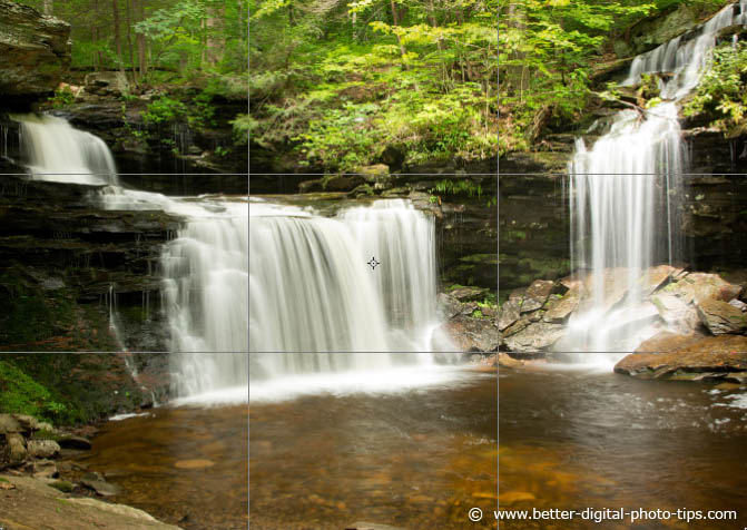 Example of the Use of The Rule of Thirds in Photography - Waterfall Composition