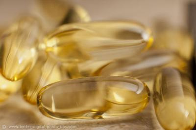 Abstract macro fish oil pills