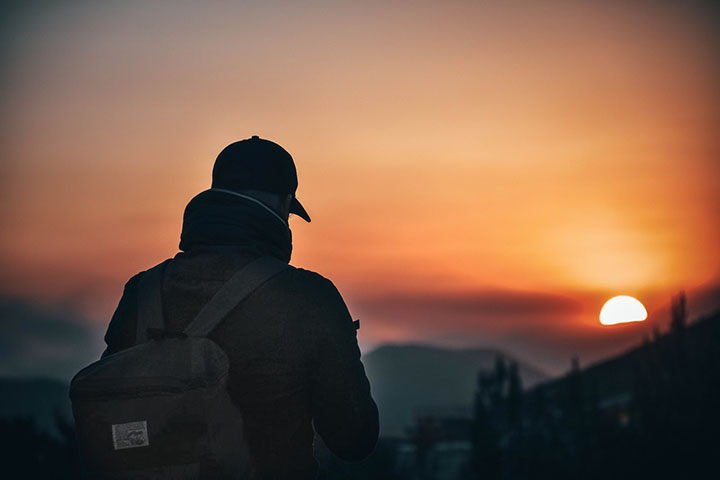 backpacker sunset