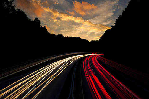 Car light trails shot with tripod