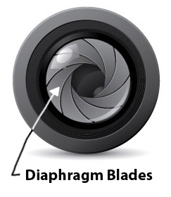 Diaphragm blades control the aperture in a lens