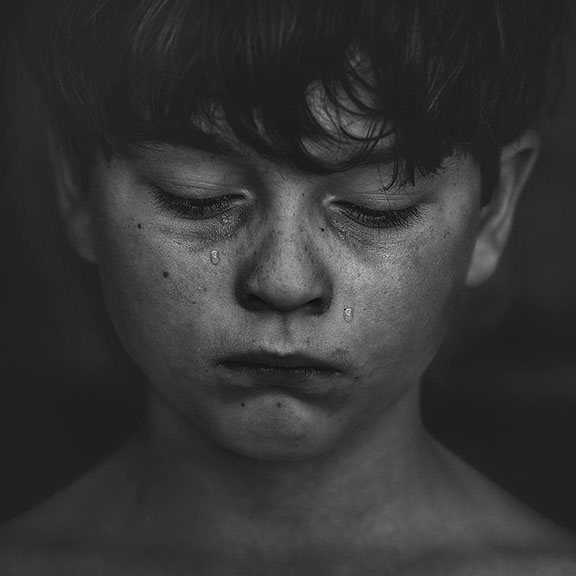 Black and white child portrait