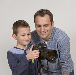 Feather and son learning photography together