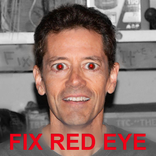 Distorted red eye selfie