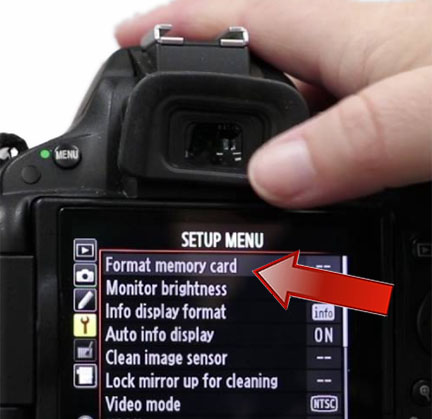 format camera in menu