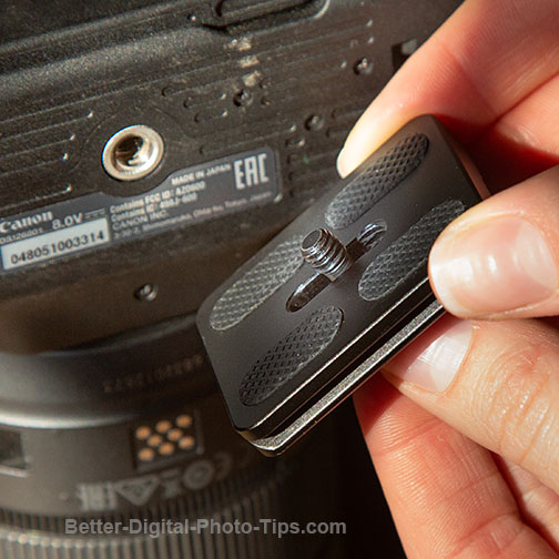 Attach quick release plate to camera