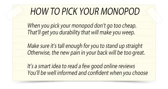 Choosing the best monopods.  What you need to know first.  Monopod Reviews