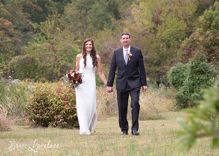 Moving wedding couple