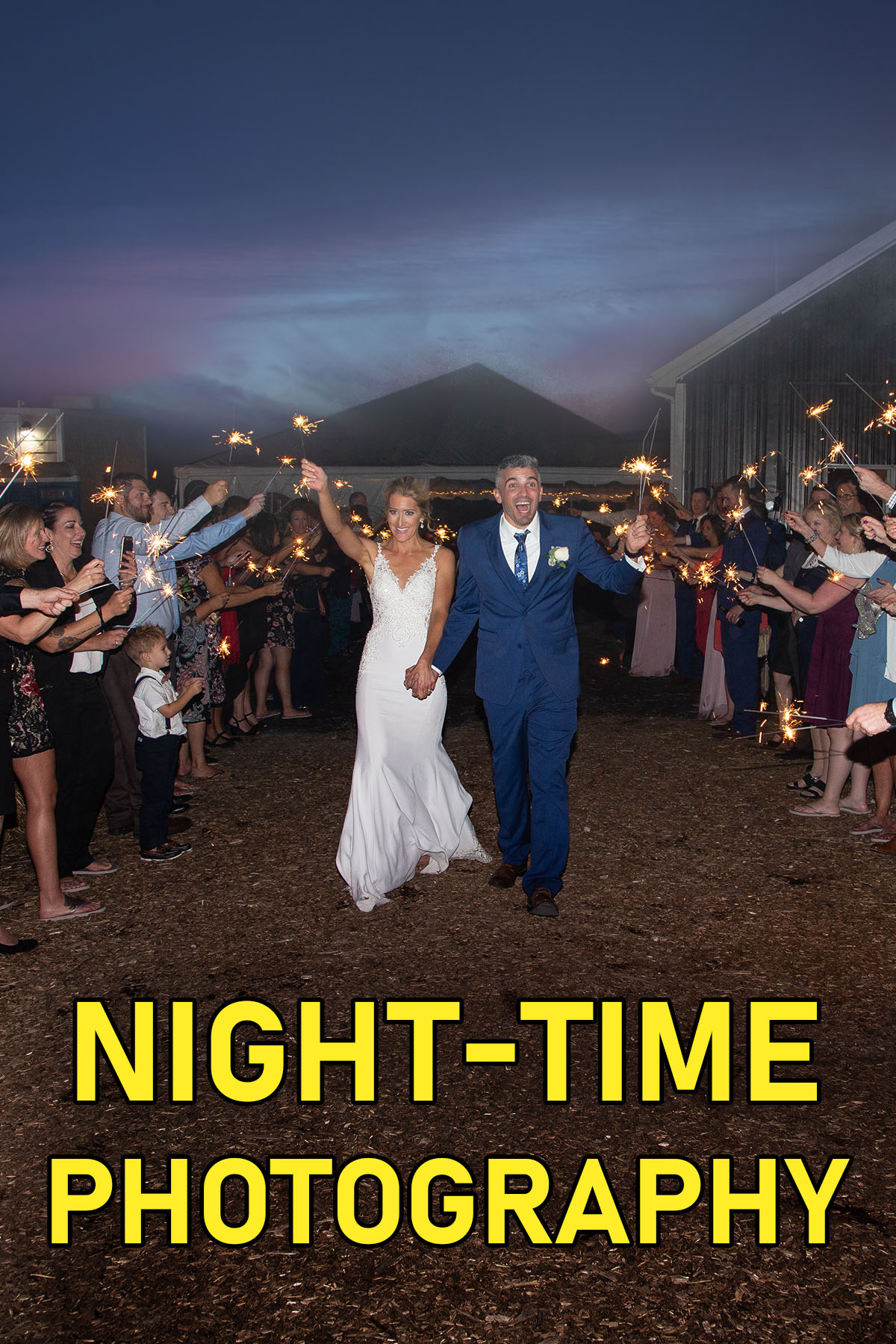 Night time wedding photo
