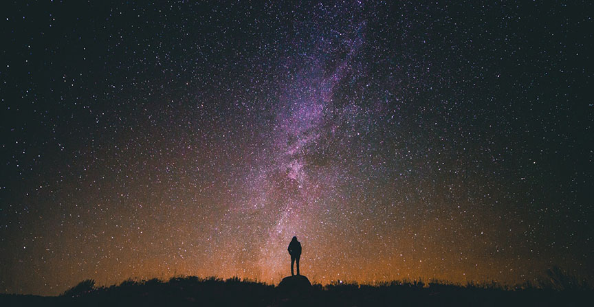 Night time portrait with stars