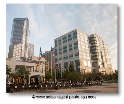 No polarizing filter used in this photo of building