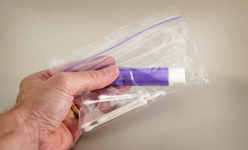 Plastic bag for lens cleaning tools