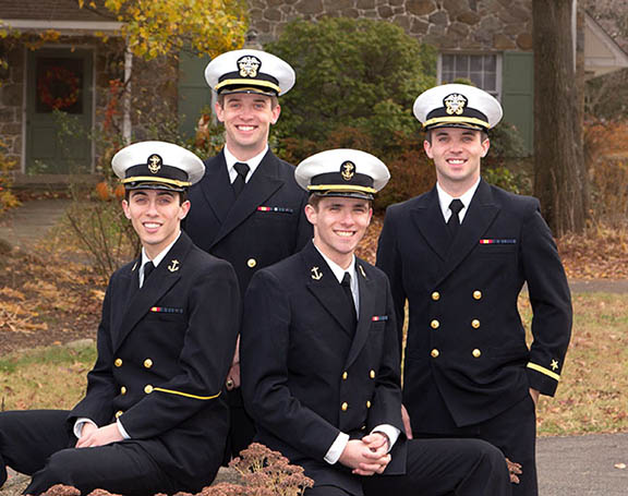 portrait of 4 brothers in uniform