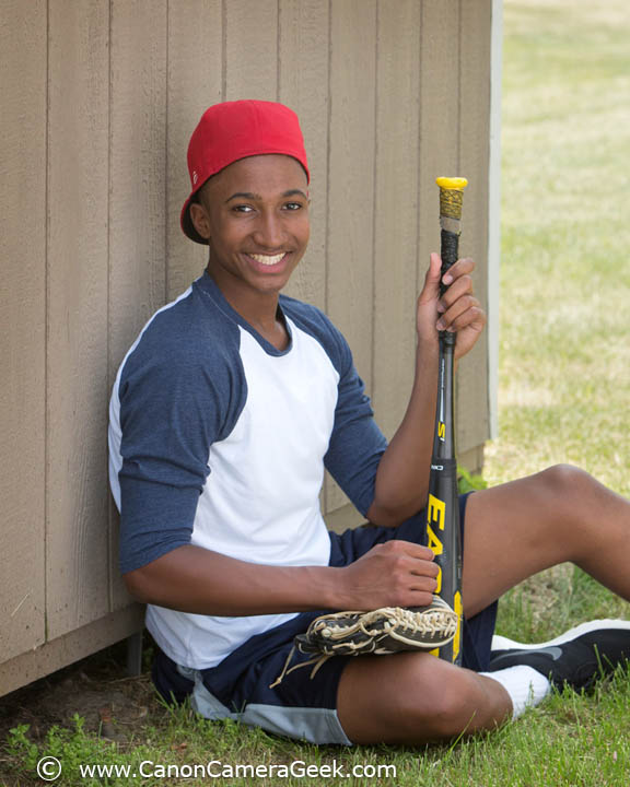 Outdoor baseball pose