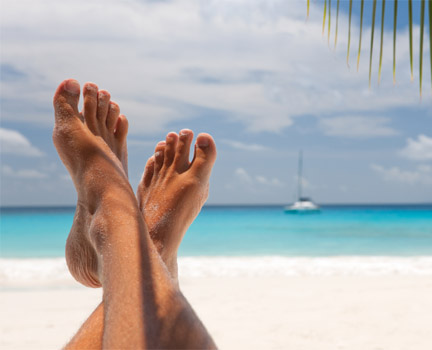 Beach selfie of feet