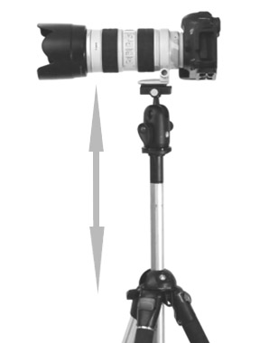 Tripod with center column raised