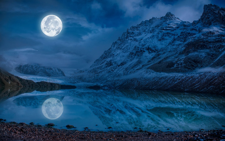 Water moon river mountain