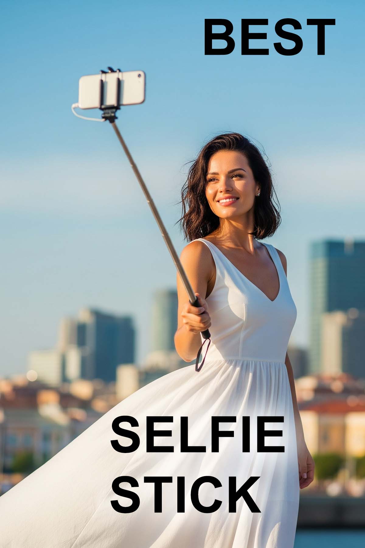 Woman holding selfie stick